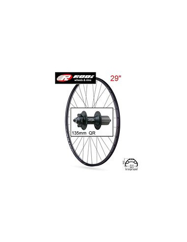 Bakhjul BlackRock23 29 Svart Fälg 135mm QR CenterLock Shimano Body