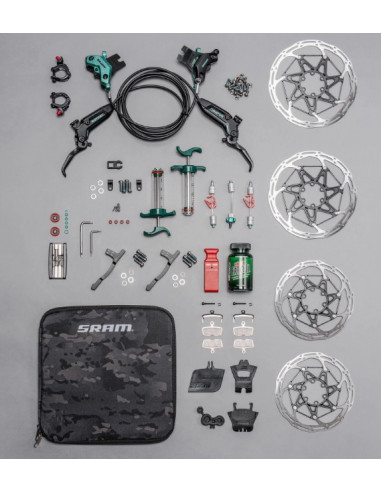 SRAM Broms Set Hydralisk Disc Brake Kit Motive Ultimate Teal Splatter Expert Kit
